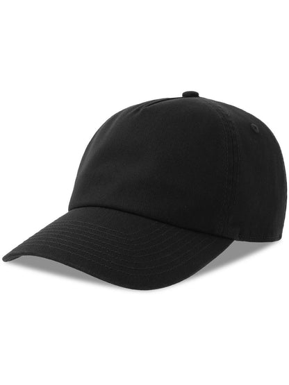 Dad Hat S Five 5 Panel Unstructured Low Profile Mid Visor Organic Cap — Black [ABS-COLOUR:ACDADF:NR]