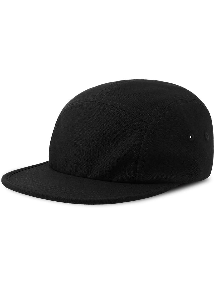 Darwin 5 Panel Unstructured Low Profile Flat Visor Organic Camper Cap — Black [ABS-COLOUR:ACDARC:NR]