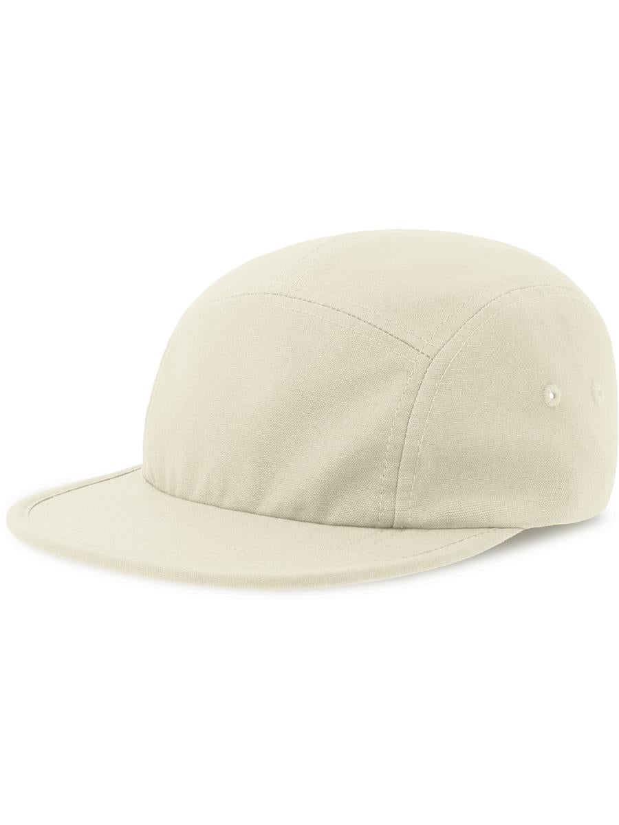 Darwin 5 Panel Unstructured Low Profile Flat Visor Organic Camper Cap — Off White [ABS-COLOUR:ACDARC:PA]