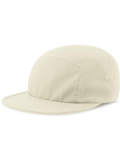Darwin 5 Panel Unstructured Low Profile Flat Visor Organic Camper Cap — Off White [ABS-COLOUR:ACDARC:PA]