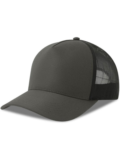 Dempo 5 Panel Unstructured Mid Profile Mid Visor Textured Stretch Recycled Trucker Cap