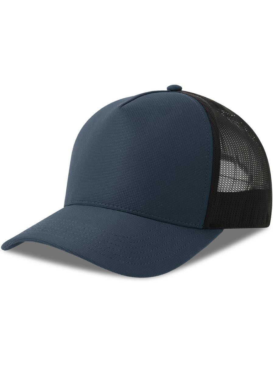 Dempo 5 Panel Unstructured Mid Profile Mid Visor Textured Stretch Recycled Trucker Cap