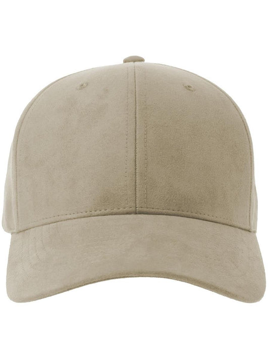 Fam S 6 Panel Structured Low Profile Mid Visor Suede Recycled Cap | ACFAMS — Stone front [ABS-COLOUR:ACFAMS:ST]