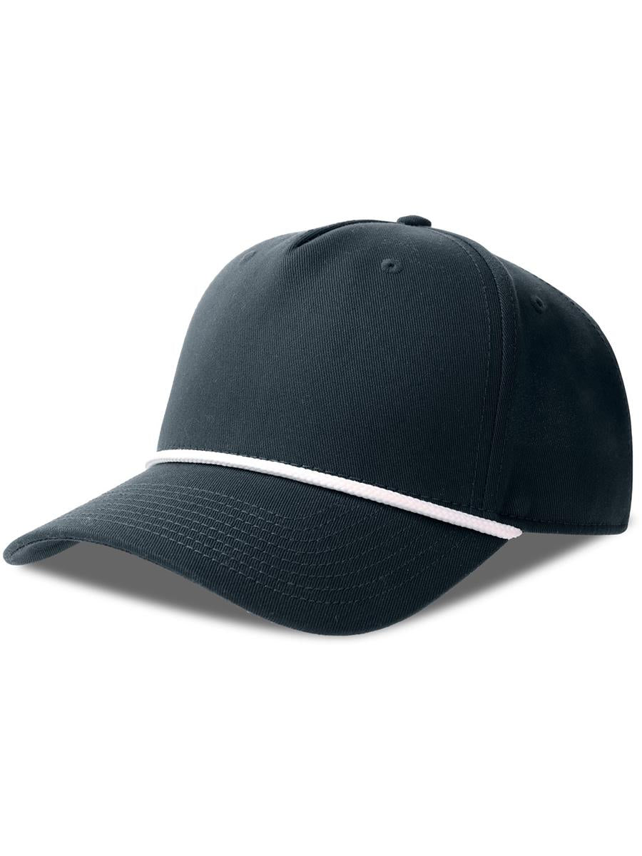 Paka 5 Panel Structured High Profile Mid Visor With Rope Recycled Cap — Navy/White [ABS-COLOUR:ACPAKA:NVBI]
