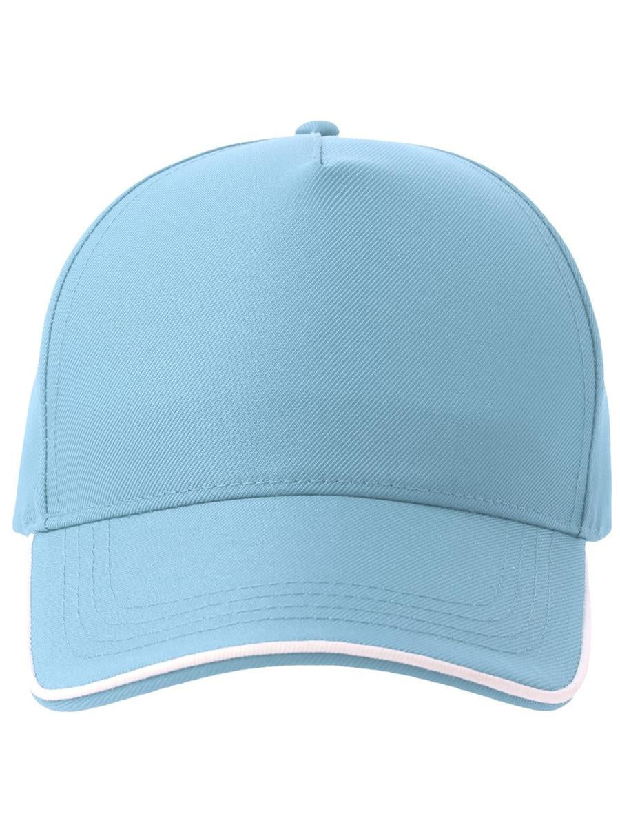 Recy Five Piping 5 Panel Structured Mid Profile Curved Visor Recycled Cap — Light Blue/White [ABS-COLOUR:ACRCFP:AZBI]