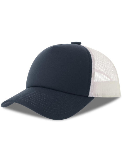 Record S 5 Panel Structured High Profile Mid Visor Recycled Trucker Cap — Royal [ABS-COLOUR:ACRCRD:RY]