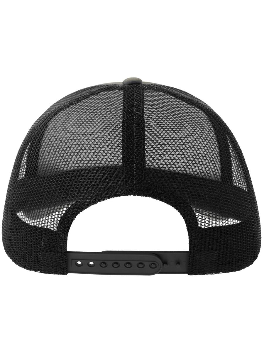 Rapper S 5 Panel Structured Foam Mid Profile Curved Visor Recycled Trucker Cap | ACRPPR — Black/Black extra [ABS-COLOUR:ACRPPR:NRNR]