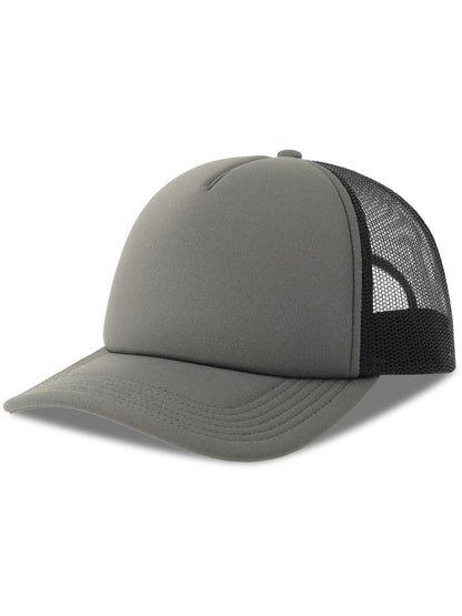 Rapper S 5 Panel Structured Foam Mid Profile Curved Visor Recycled Trucker Cap — Dk Grey/Black [ABS-COLOUR:ACRPPR:GSNR]