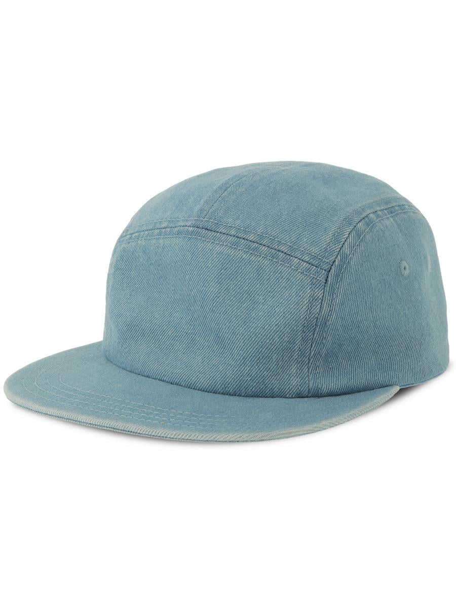 Ruby 5 Panel Unstructured Low Profile Flat Visor Denim Recycled Camper Cap