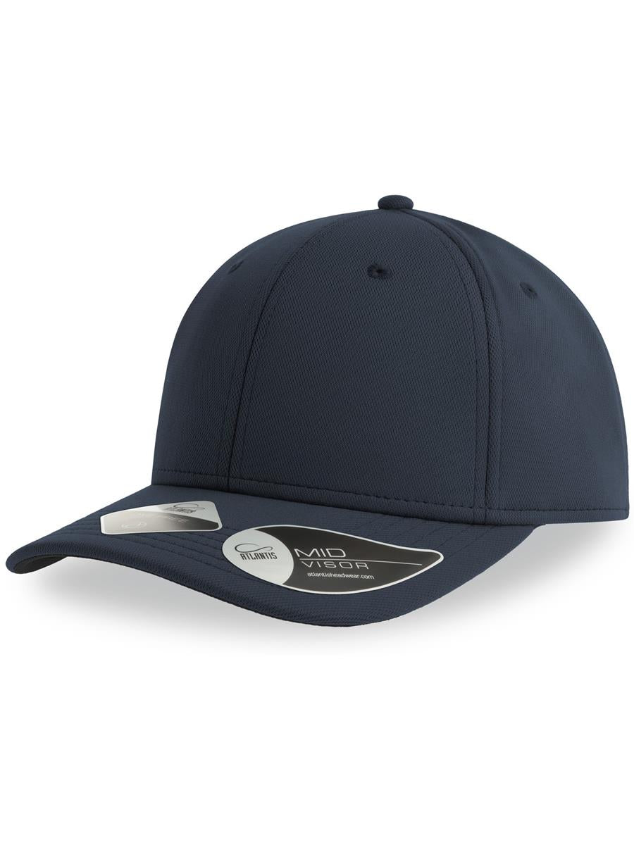 Skye 6 Panel Structured Mid Profile Mid Visor Dope Dye Recycled Cap — Navy [ABS-COLOUR:ACSKYC:NV]