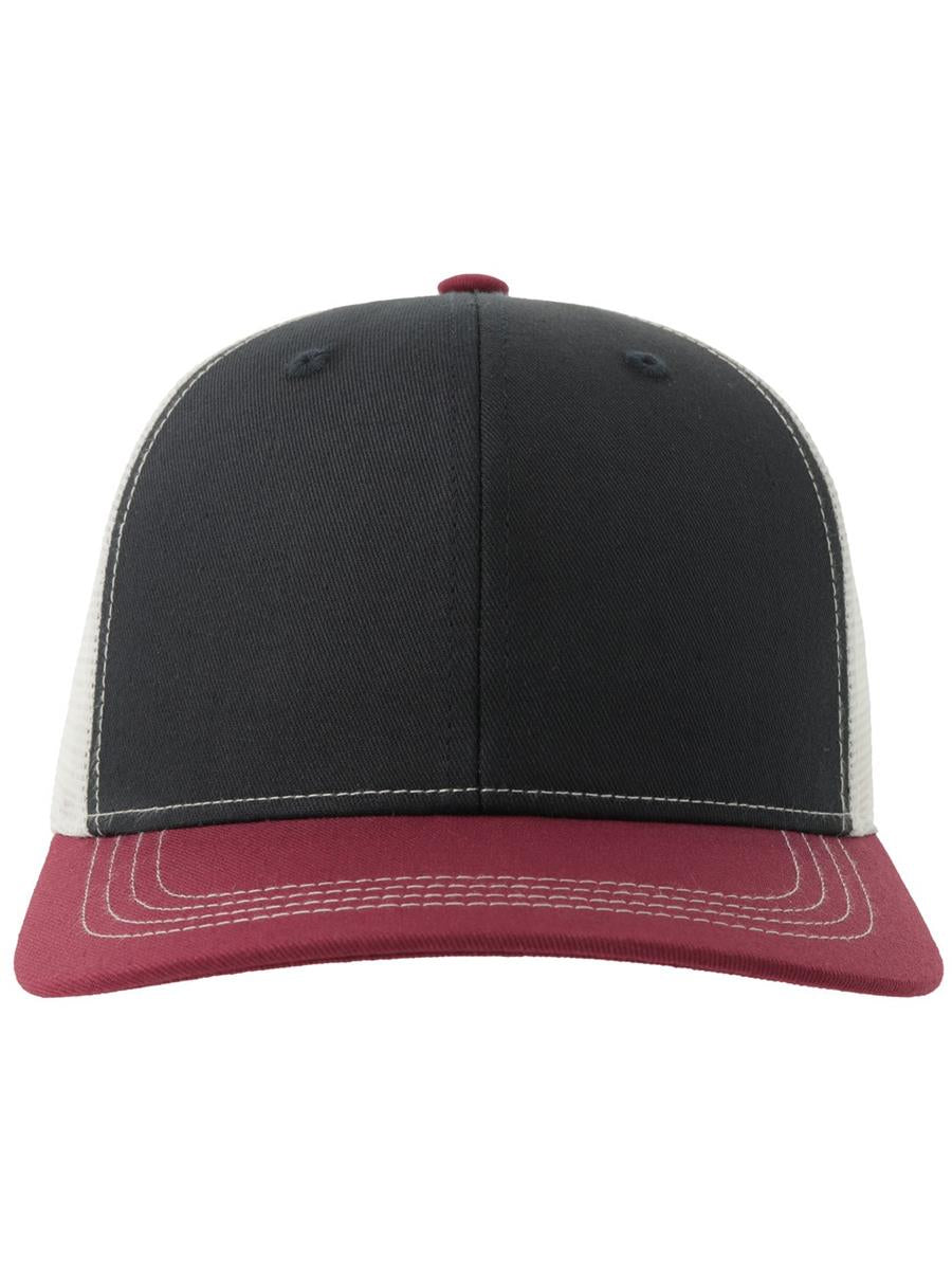 Sonic S 6 Panel Structured Mid Profile Mid Visor Contrast Organic Trucker Cap | ACSONS — Navy/Cardinal/White extra [ABS-COLOUR:ACSONS:NVCB]
