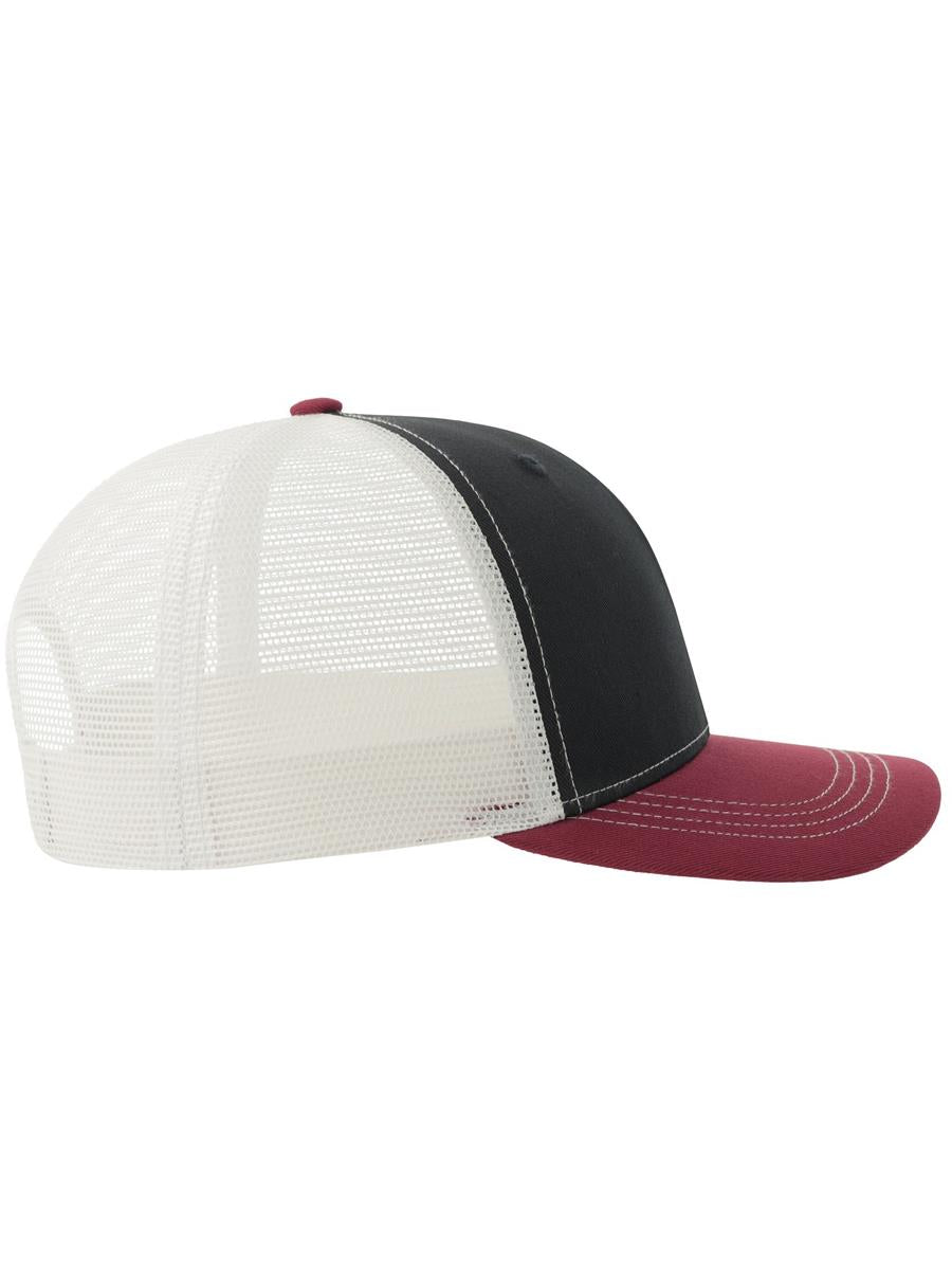 Sonic S 6 Panel Structured Mid Profile Mid Visor Contrast Organic Trucker Cap | ACSONS — Navy/Cardinal/White extra [ABS-COLOUR:ACSONS:NVCB]