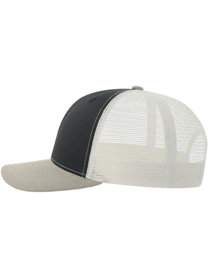 Sonic S 6 Panel Structured Mid Profile Mid Visor Contrast Organic Trucker Cap | ACSONS — Navy/Grey/White extra [ABS-COLOUR:ACSONS:NVGB]