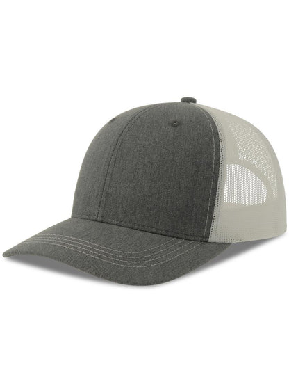 Sonic S 6 Panel Structured Mid Profile Mid Visor Contrast Organic Trucker Cap — Grey Melange/White [ABS-COLOUR:ACSONS:GMBI]