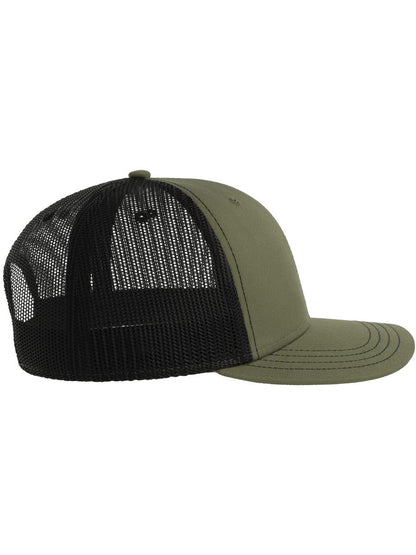 Sonic S 6 Panel Structured Mid Profile Mid Visor Contrast Organic Trucker Cap | ACSONS — Olive/Black extra [ABS-COLOUR:ACSONS:OLNR]