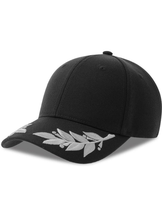 Winner S 6 Panel Structured Mid Profile Curved Visor Laurel Embroidered Recycled Cap — Black [ABS-COLOUR:ACWNNR:NR]