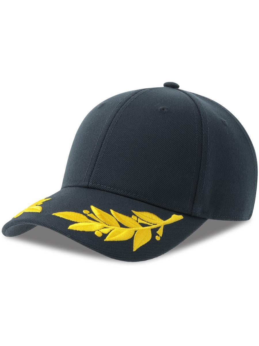Winner S 6 Panel Structured Mid Profile Curved Visor Laurel Embroidered Recycled Cap — Navy [ABS-COLOUR:ACWNNR:NV]