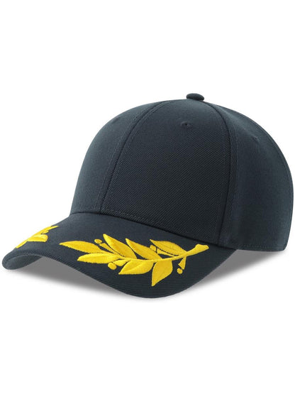 Winner S 6 Panel Structured Mid Profile Curved Visor Laurel Embroidered Recycled Cap — Navy [ABS-COLOUR:ACWNNR:NV]