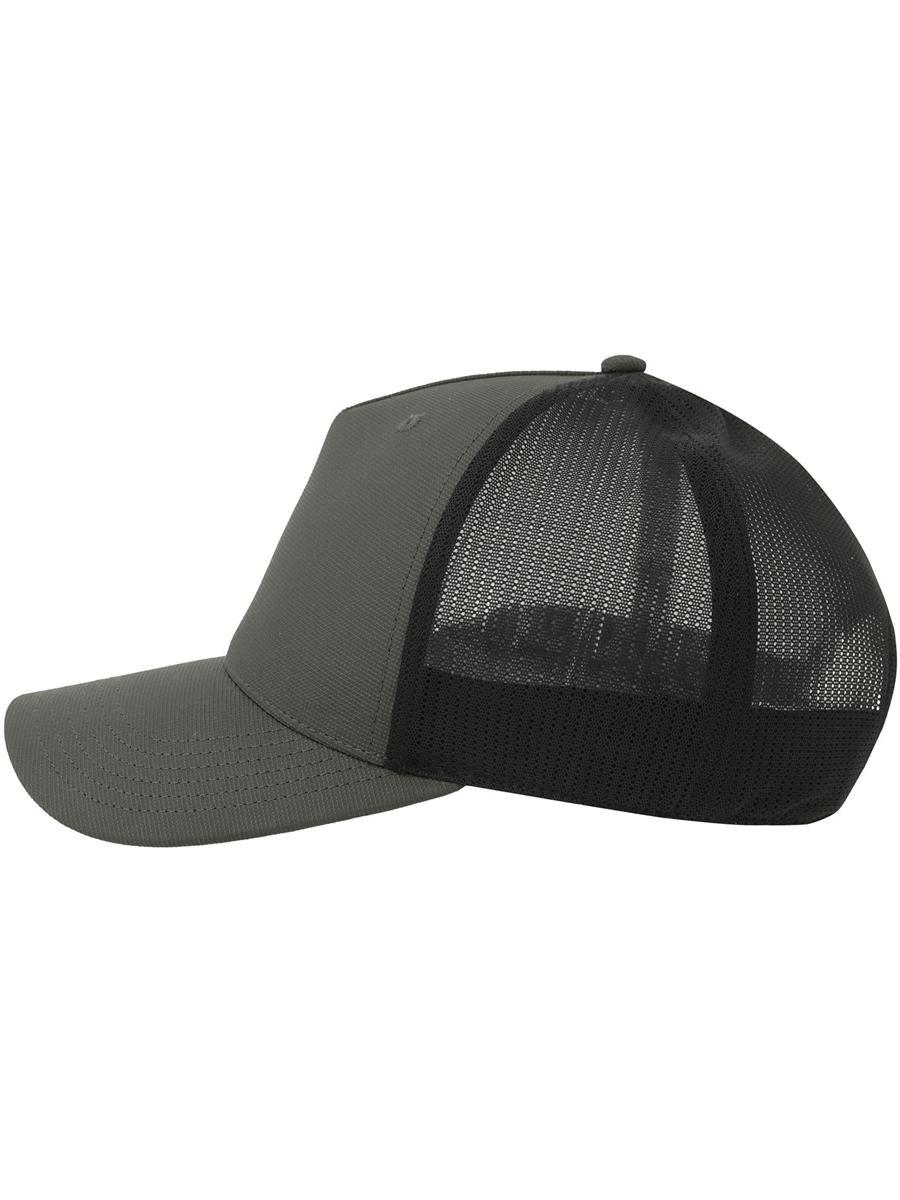 Dempo 5 Panel Unstructured Mid Profile Mid Visor Textured Stretch Recycled Trucker Cap