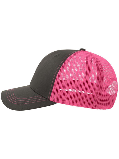 Sonic S 6 Panel Structured Mid Profile Mid Visor Contrast Organic Trucker Cap | ACSONS — Dark Grey/Fuchsia Fluo extra [ABS-COLOUR:ACSONS:GSFF]