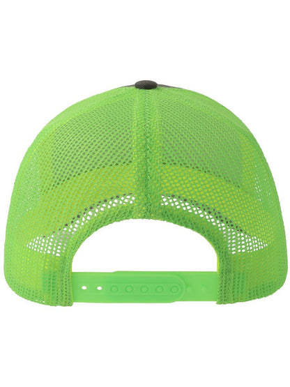 Sonic S 6 Panel Structured Mid Profile Mid Visor Contrast Organic Trucker Cap | ACSONS — Dark Grey/Safety Green extra [ABS-COLOUR:ACSONS:GSVF]