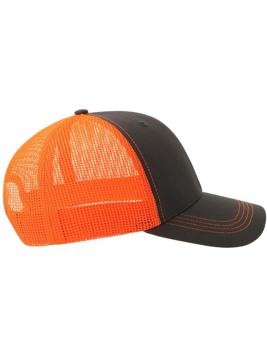 Sonic S 6 Panel Structured Mid Profile Mid Visor Contrast Organic Trucker Cap | ACSONS — Dark Grey/Orange Fluo extra [ABS-COLOUR:ACSONS:GSAF]
