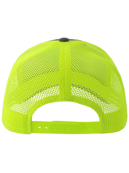 Sonic S 6 Panel Structured Mid Profile Mid Visor Contrast Organic Trucker Cap | ACSONS — Dark Grey/Safety Yellow extra [ABS-COLOUR:ACSONS:GSGF]