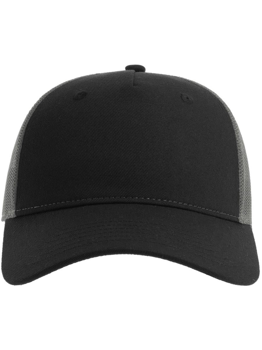 Zion Recycled Trucker 5 Panel Cap | ACZIOC — Black/Dark Grey extra [ABS-COLOUR:ACZIOC:NRGS]