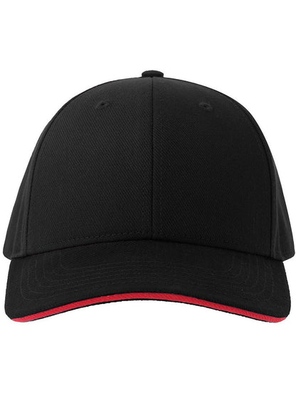 Liberty Sandwich Sustainable 6 Panel Cap — Black/Red [ABS-COLOUR:ACLISS:NRRO]