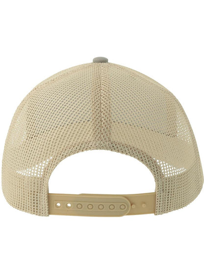 Sonic S 6 Panel Structured Mid Profile Mid Visor Contrast Organic Trucker Cap | ACSONS — Bottle Green/Grey/Stone extra [ABS-COLOUR:ACSONS:VBGS]